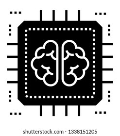 Artificial intelligence icon in glyph design 