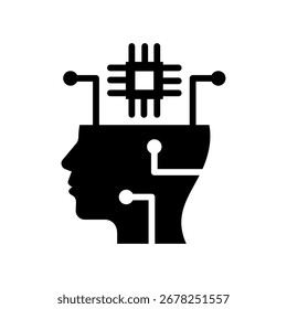 Ilustração de vetor de glifo de ícone de inteligência artificial