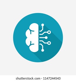 Artificial intelligence icon. Human brain and neural network, cyber technology