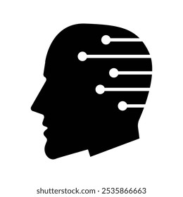 artificial intelligence icon, intelligence in the human head illustration