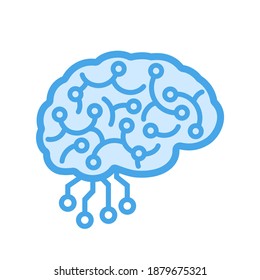 Artificial intelligence icon, isolated on white background. Robot electronic brain. Vector illustration, flat design.