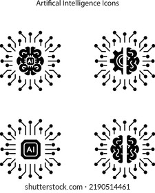 artificial intelligence icon isolated on white background with glyph style. artificial intelligence icon thin line outline linear artificial intelligence symbol for logo, web, app, UI.