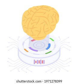 Artificial intelligence icon in isometric design 
