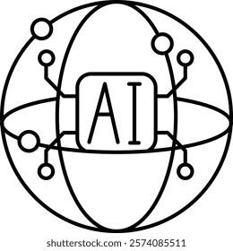 Artificial intelligence Icon - Line Style - Neuroscience Theme