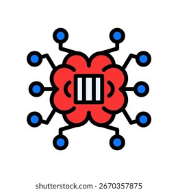 Ilustração de vetor de cor linear de ícone de inteligência artificial