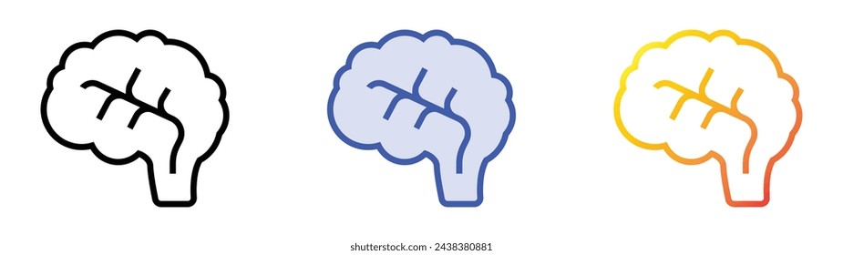 icono de inteligencia artificial. Diseño de estilo de relleno lineal, azul y degradado aislado sobre fondo blanco