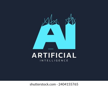 Artificial intelligence icon logo design future technology concept. AI technology vector Illustration. Letter AI symbol for company website, social media, mobile app, UI, banner, business, industry.