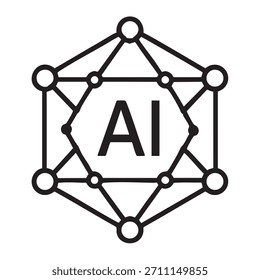 Künstliche Intelligenz Icon in einem modernen geometrischen sechseckigen Netzwerkdesign repräsentiert vernetzte digitale Systeme und fortschrittliches Technologiekonzept