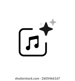 Artificial intelligence icon for music creation. AI icon with three stars for logo, app and website. Flat vector illustration EPS10