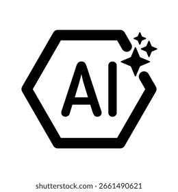 Descrição do ícone de inteligência artificial. Ícone AI com três estrelas para logotipo, aplicação e website. ilustração vetorial