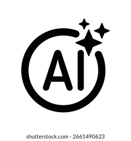 Artificial intelligence icon outline. AI icon with three stars for logo, application and website. vector illustration