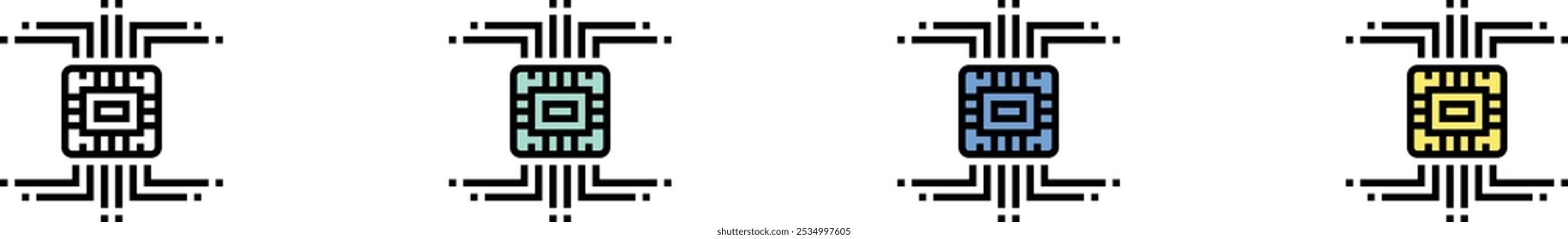 artificial intelligence icon. Outline, Green, Blue and Yellow Style Design Isolated On White Background