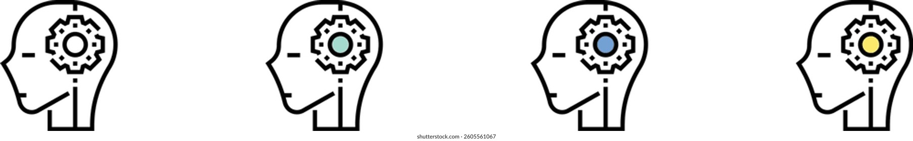 artificial intelligence icon. Outline, Green, Blue and Yellow Style Design Isolated On White Background