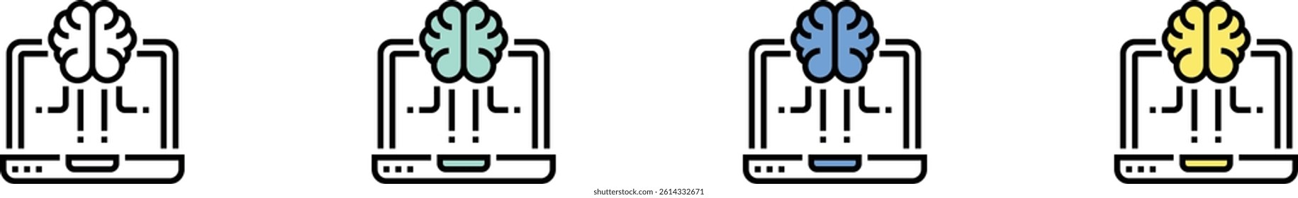 artificial intelligence icon. Outline, Green, Blue and Yellow Style Design Isolated On White Background