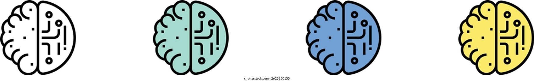 artificial intelligence icon. Outline, Green, Blue and Yellow Style Design Isolated On White Background