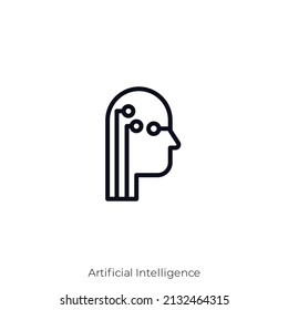Symbol für künstliche Intelligenz. Konkretes Stildesign einzeln auf weißem Hintergrund
