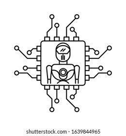 Artificial Intelligence icon. Outline thin line flat illustration. Isolated on white background. 
