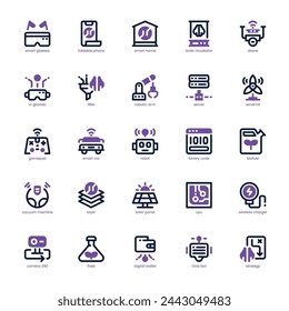 Artificial Intelligence icon pack for your website, mobile, presentation, and logo design. Artificial Intelligence icon dual tone design. Vector graphics illustration and editable stroke.