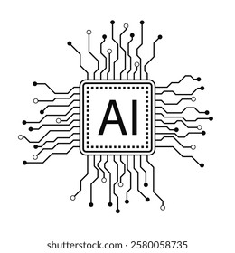 Artificial intelligence icon. Processor, chip logo. Vector illustration