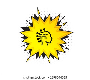 Artificial intelligence icon. Quote speech bubble. Ai head sign. Robotic intellect symbol. Quotation marks. Classic artificial intelligence icon. Vector