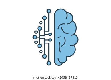 ícono de inteligencia artificial. ícono relacionado con la computadora. adecuado para Sitio web, App, interfaces de usuario, imprimible, etc. estilo de ícono de línea plana. diseño de Vector simple editable