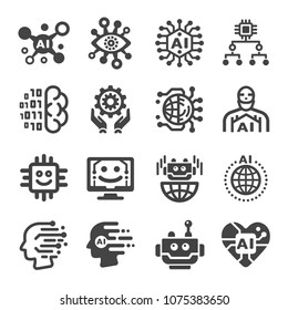 artificial intelligence icon set