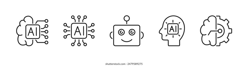 Artificial intelligence icon. Set of AI icon. Vector illustration.