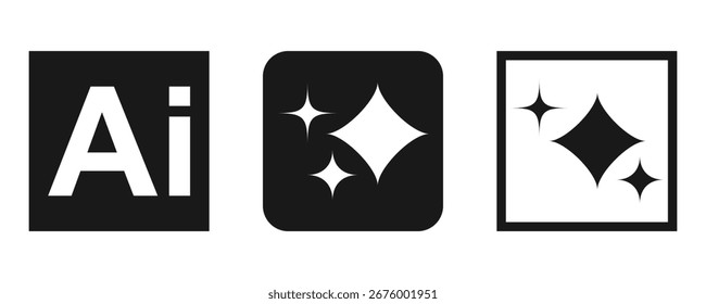 Conjunto de ícones de inteligência artificial. Contendo aprendizagem de máquina, ciência de dados, IA, assistente virtual, IA generativa, tecnologia, teste de Turing e muito mais. Coleção de ícones de vetor sólido.