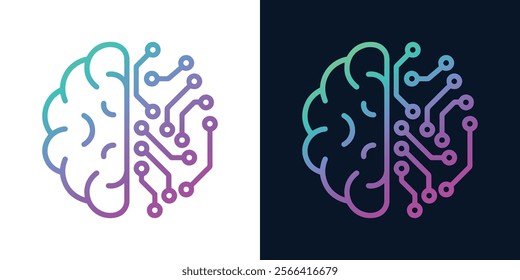 Artificial Intelligence Icon Set featuring essential AI concepts like machine learning, deep learning, and computer vision. Perfect for tech presentation, websites, and apps. Editable vector graphics