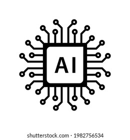 artificial intelligence icon set in line style, machine learning, smart robotic and cloud computing network digital AI technology: internet, solving, algorithm, vector illustration.