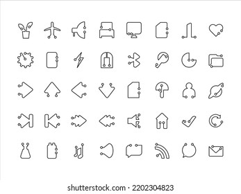 artificial intelligence icon set in line style. Single line icon. Connected circuit for technology icon 