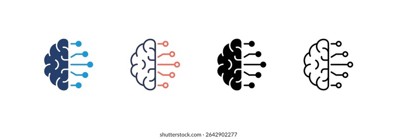 Artificial Intelligence Icon set multiple style collection