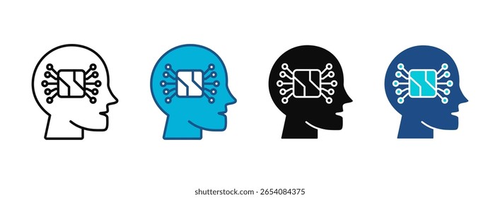 Ícone De Inteligência Artificial Definido Com Vários Estilos. Ilustração de vetor