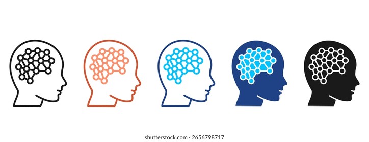 Conjunto de Ícones de Inteligência Artificial de Coleção de Vários Estilos