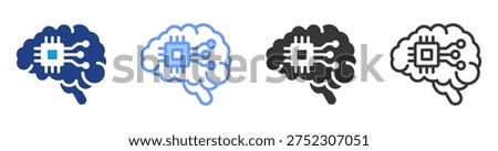 Artificial Intelligence icon set multiple style collection