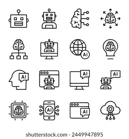 Artificial Intelligence icon set vector illustration