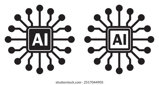 Conjunto de ícones de inteligência artificial. Ilustração gráfica vetorial. Ícone AI.