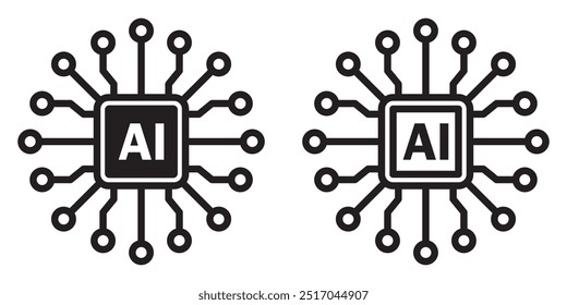 Artificial intelligence icon set. Vector graphic illustration. AI icon.
