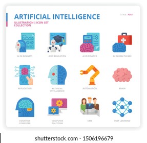 Artificial Intelligence icon set for web design, book, magazine, poster, ads, app, etc.