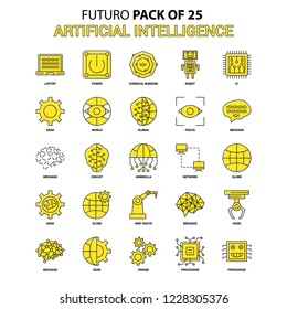 Artificial Intelligence Icon Set. Yellow Futuro Latest Design icon Pack