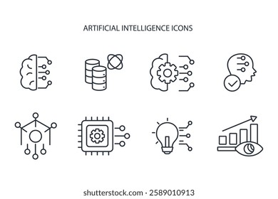 Artificial intelligence icon set.vector.Editable stroke.linear style sign for use web design,logo.Symbol illustration.