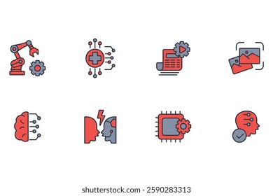 Artificial intelligence icon set.vector.Editable stroke.linear style sign for use web design,logo.Symbol illustration.