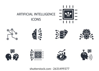 Artificial Intelligence icon set.vector.Editable stroke.linear style sign for use web design,logo.Symbol illustration.