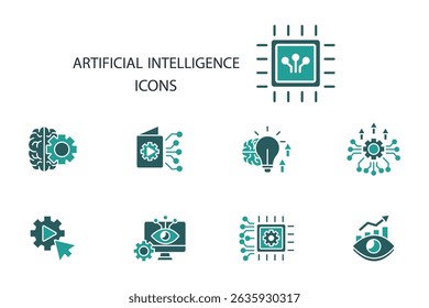 Artificial Intelligence icon set.vector.Editable stroke.linear style sign for use web design,logo.Symbol illustration.