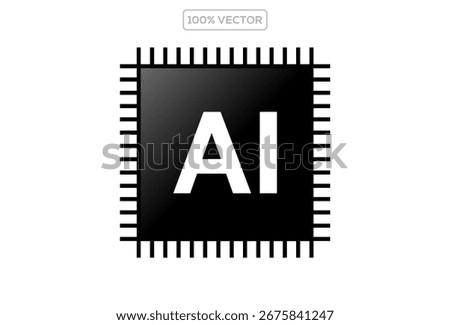 Artificial intelligence icon, sign, logo in the circuit line style. AI processor vector icon flat design.