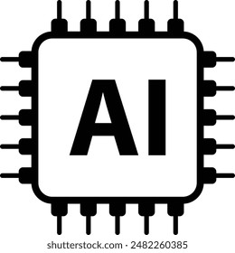 Concepto de símbolo de icono de Inteligencia Artificial con chips y letra AI en él. Archivo de Vector EPS