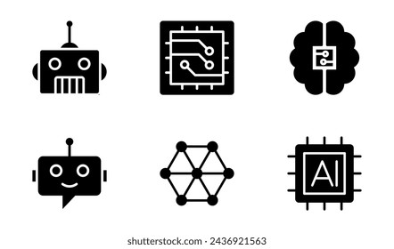 colección de plantillas vectoriales de símbolos de iconos de inteligencia artificial