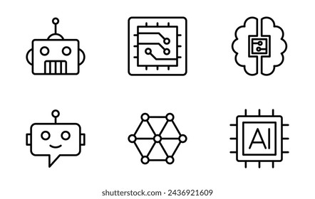 colección de plantillas vectoriales de símbolos de iconos de inteligencia artificial