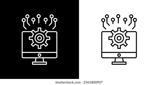 Artificial intelligence icon. Artificial technology. Computer. Internet. Sophistication. Black icon. Silhouette