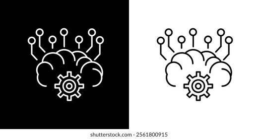 Artificial intelligence icon. Artificial technology. Computer. Internet. Sophistication. Black icon. Silhouette